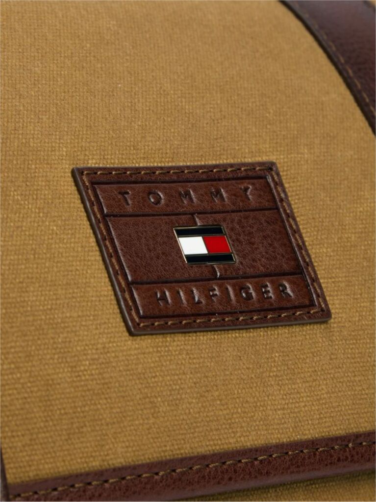 Brown Textile Buckle Flap Crossbody Messenger Bag  Men