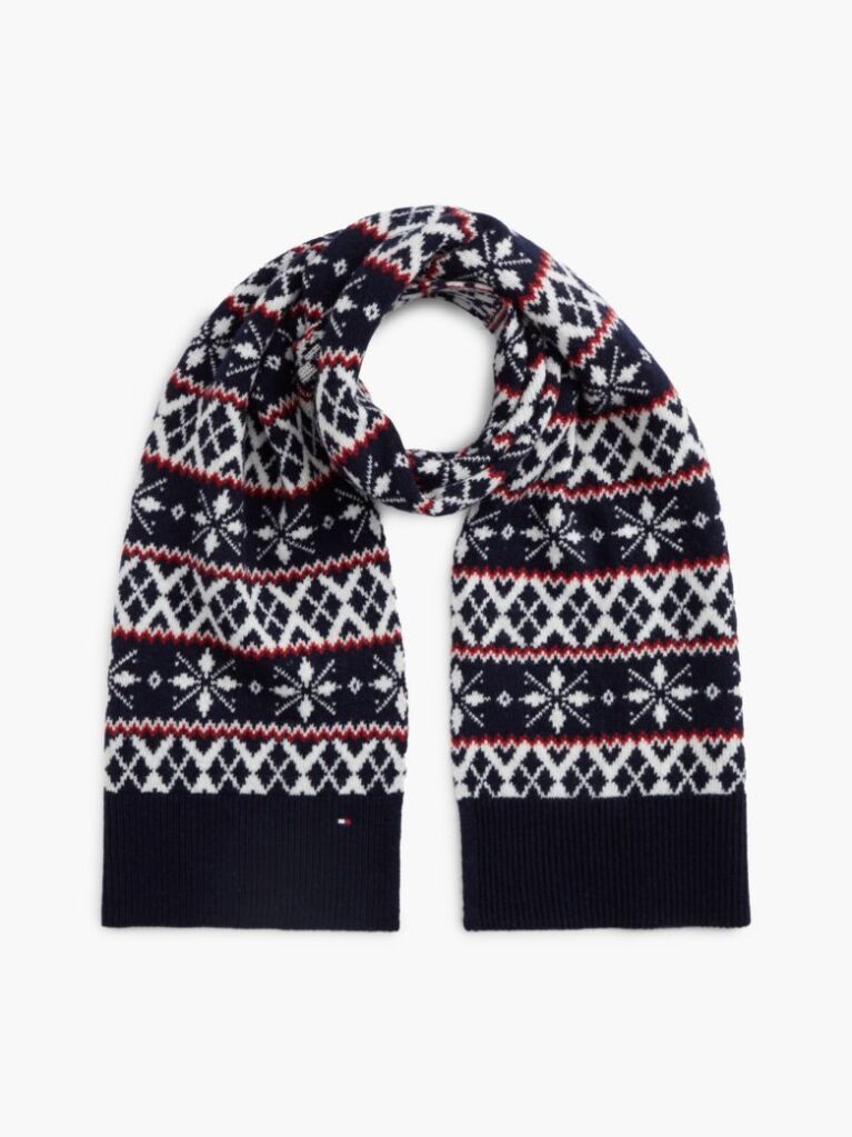 Blue TH Flag Lambswool Blend Fair Isle Scarf  Men