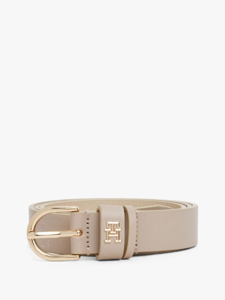 Beige Essential TH Monogram Leather Belt  Women