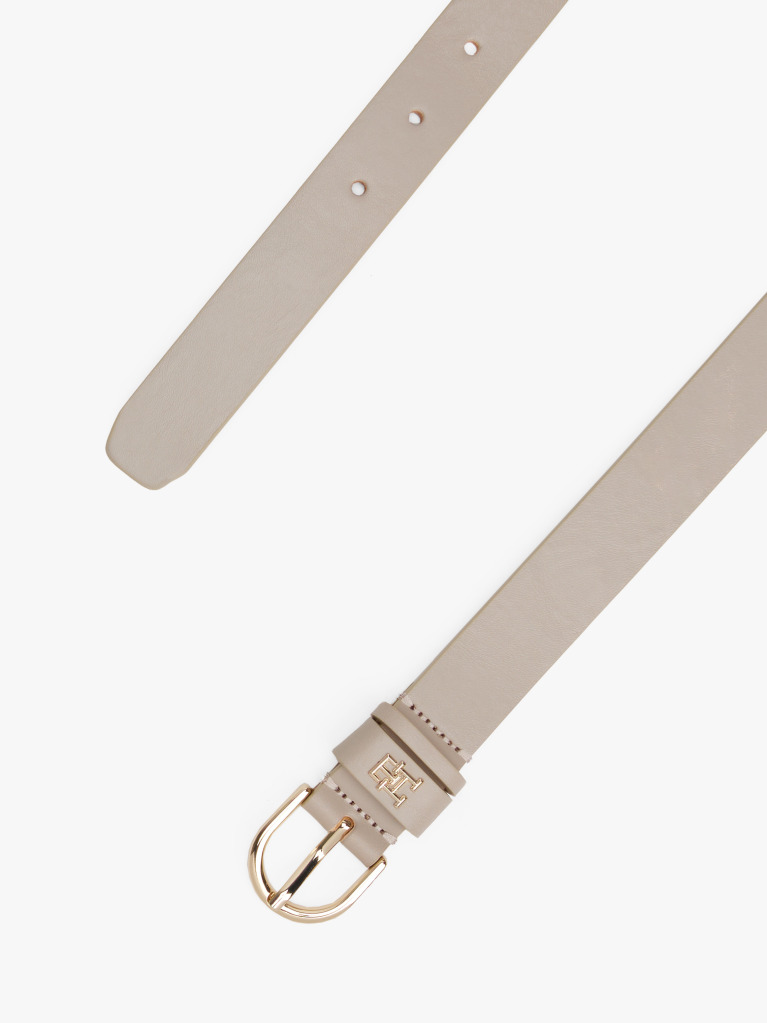 Beige Essential TH Monogram Leather Belt  Women