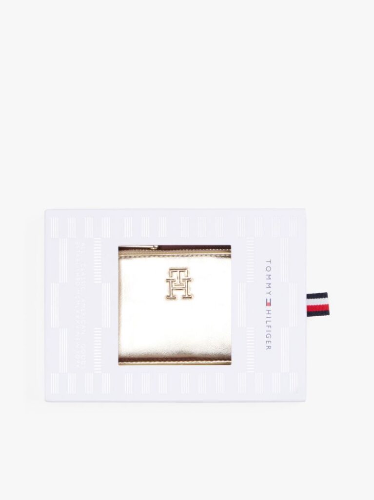 Gold TH Monogram Slim Metallic Wallet  Women