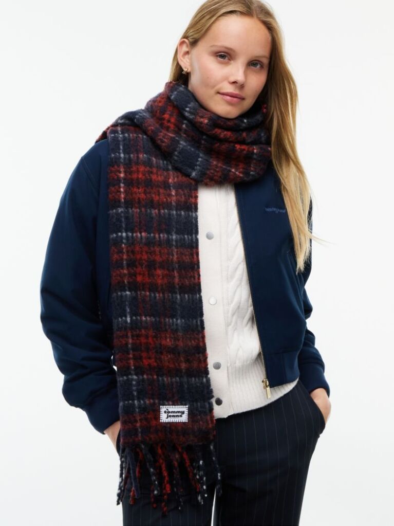 Multi Wool Blend Logo Fringe Scarf  Women