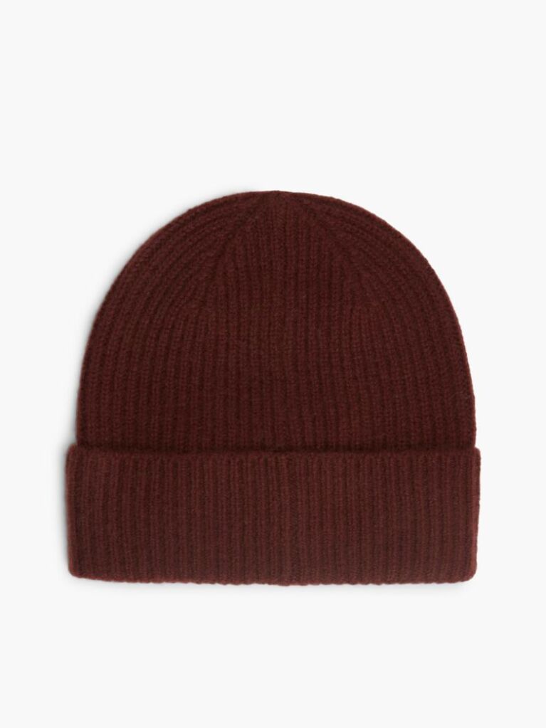 Red Pure Cashmere TH Monogram Plaque Beanie  Women