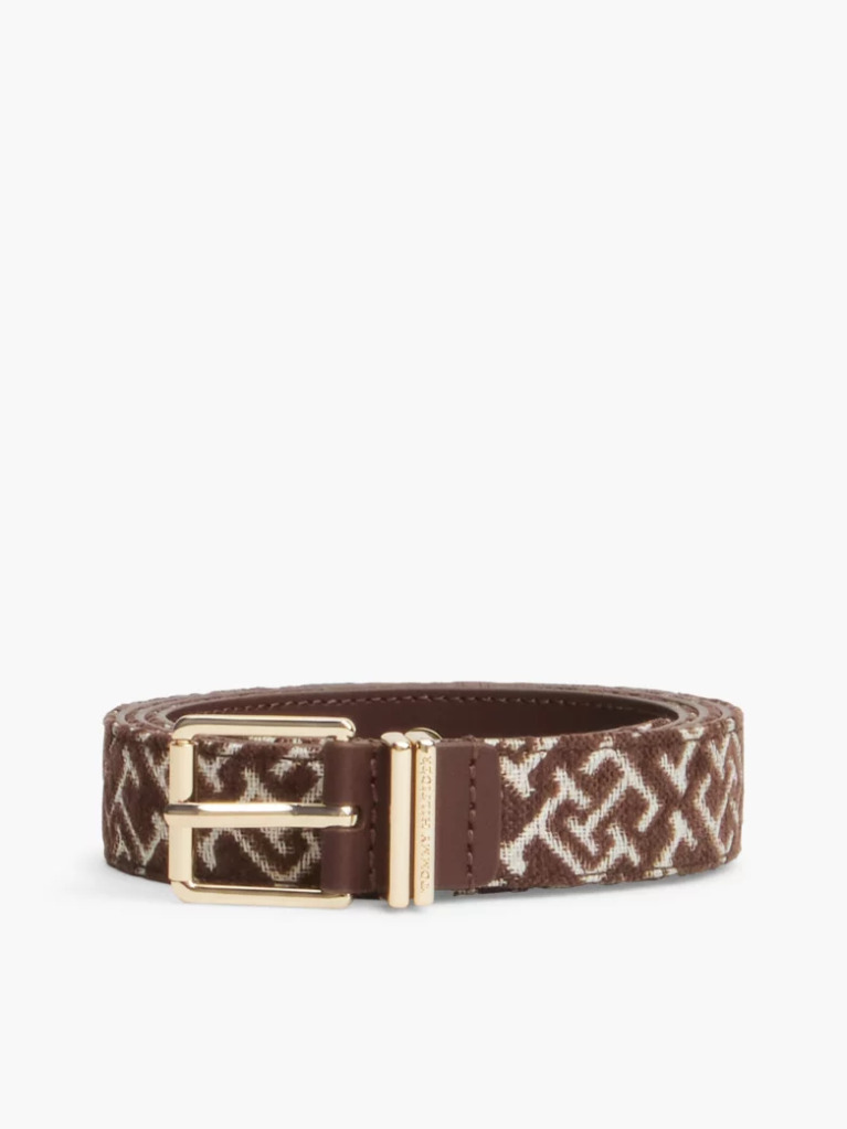 Beige TH Monogram Jacquard Square Buckle Belt  Women