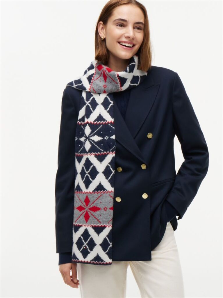 Multi Enamel Flag Fair Isle Scarf With Alpaca  Women