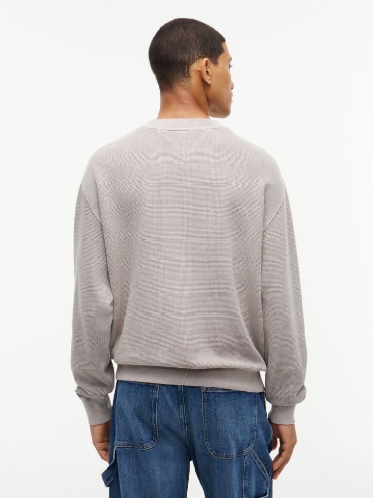 Brown Waffle Knit Relaxed Jumper  Men