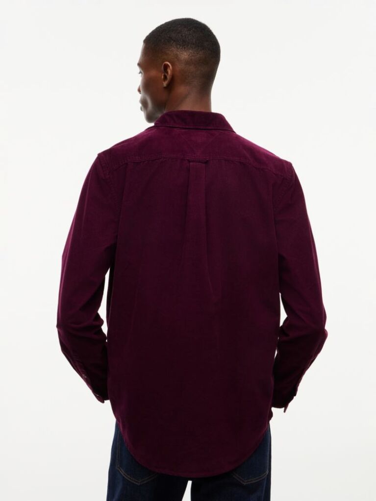 Purple Regular Fit Button-Down Corduroy Shirt  Men