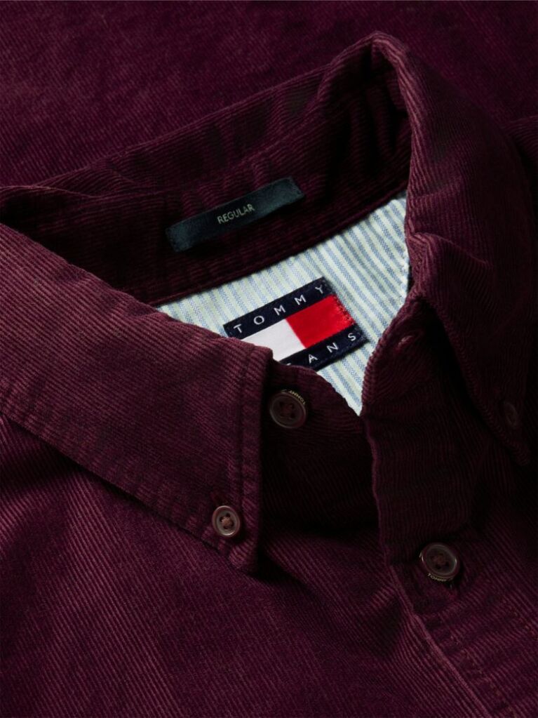 Purple Regular Fit Button-Down Corduroy Shirt  Men