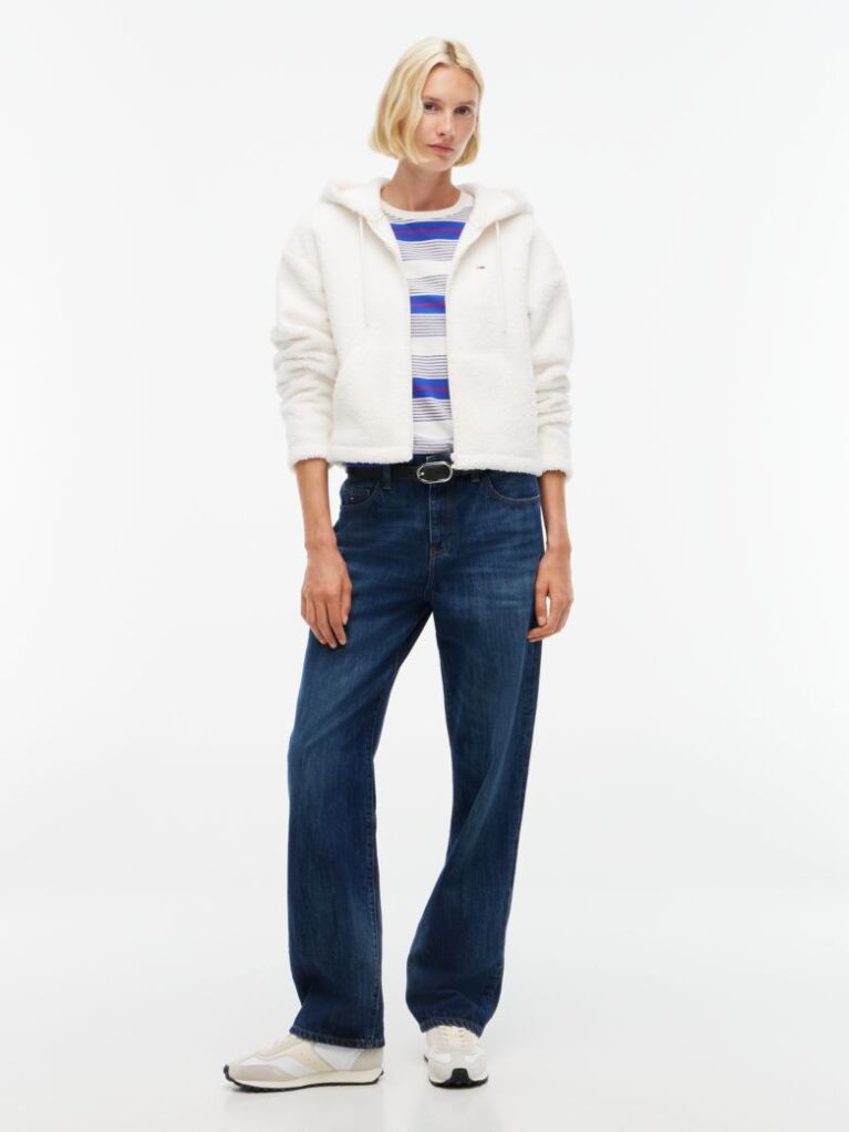 White Teddy Fleece Zip-Thru Hoody  Women