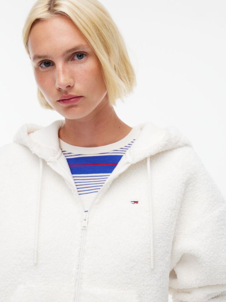 White Teddy Fleece Zip-Thru Hoody  Women