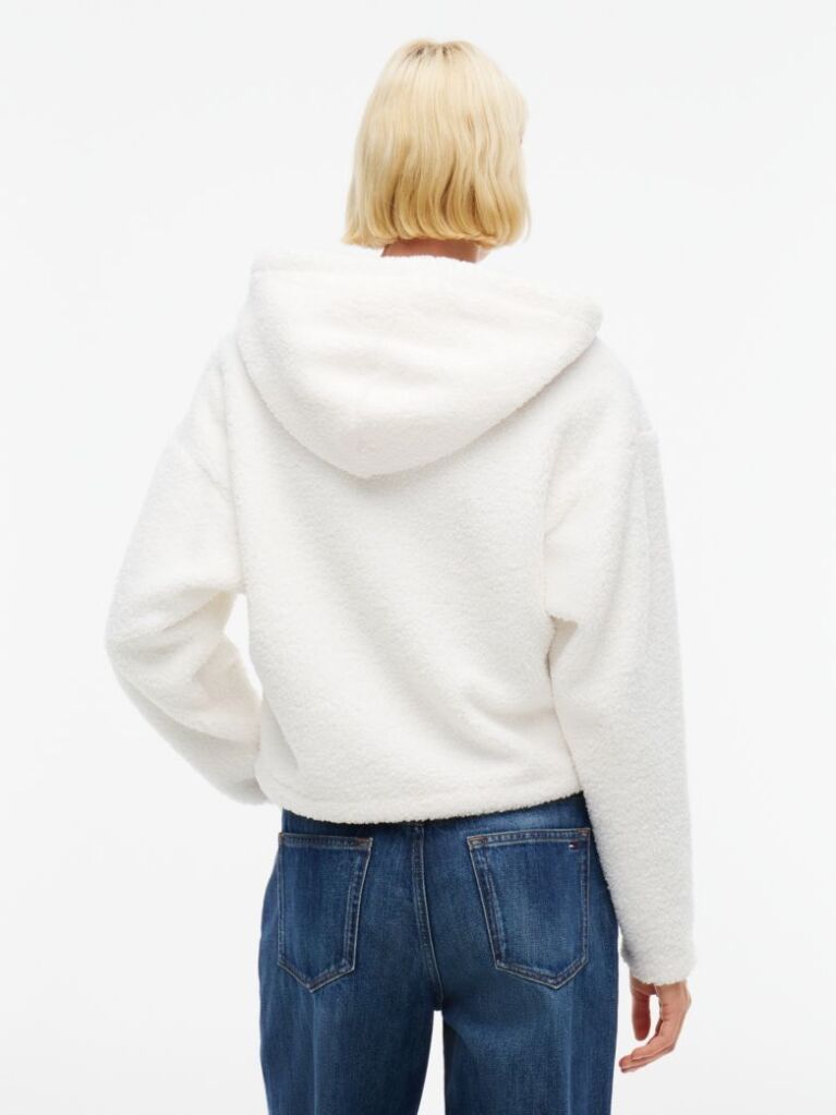 White Teddy Fleece Zip-Thru Hoody  Women