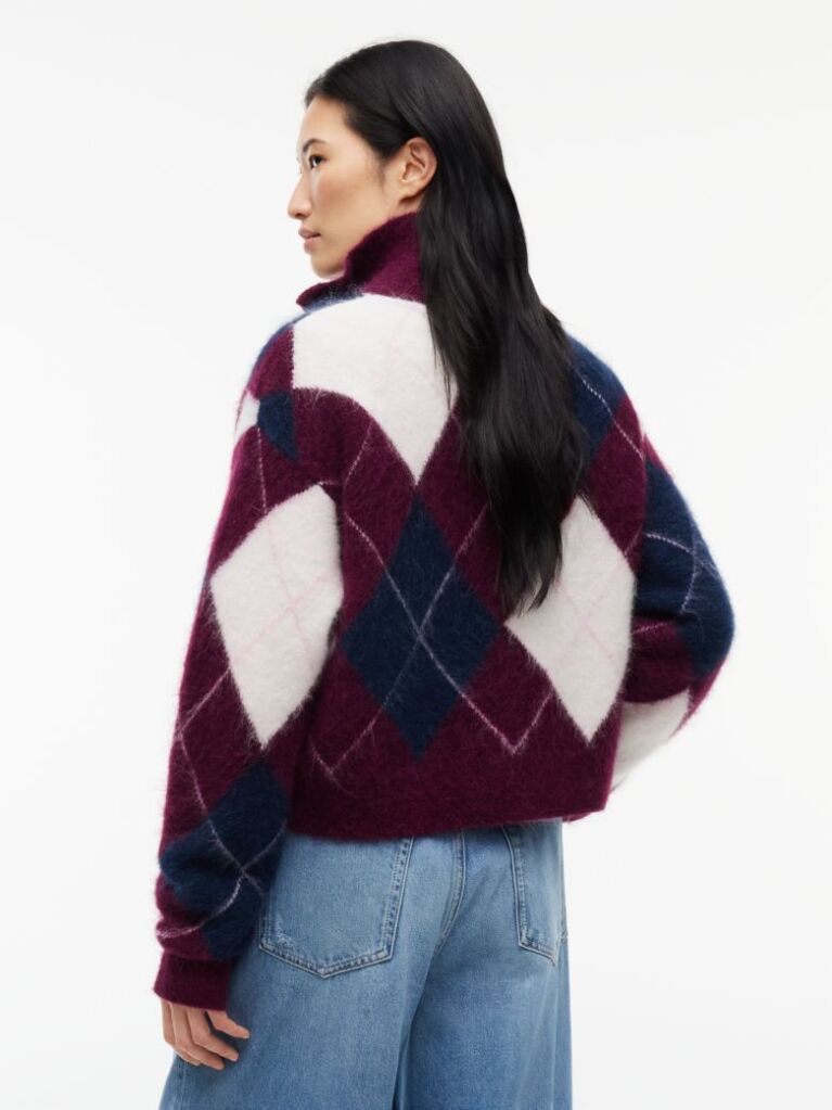 Multi Alpaca Blend Fluffy Cropped Quarter-Zip Jumper  Women