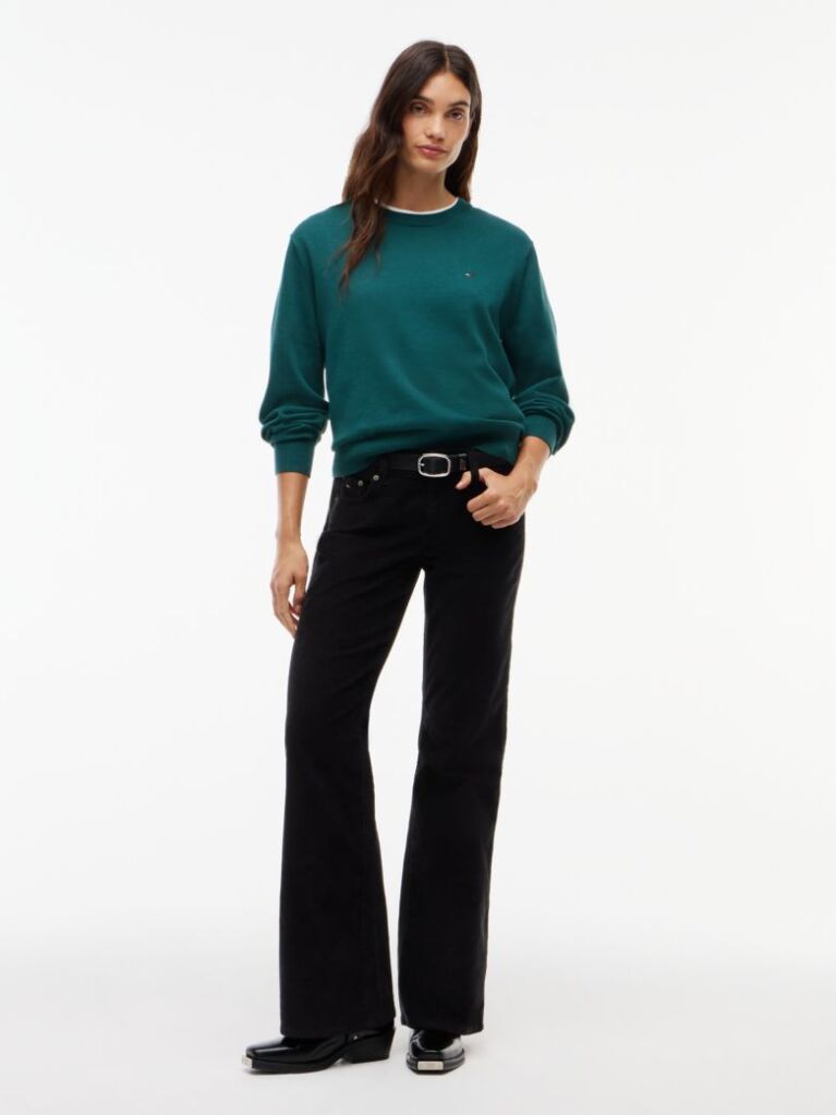 Green Boxy Crew Neck Jumper  Women