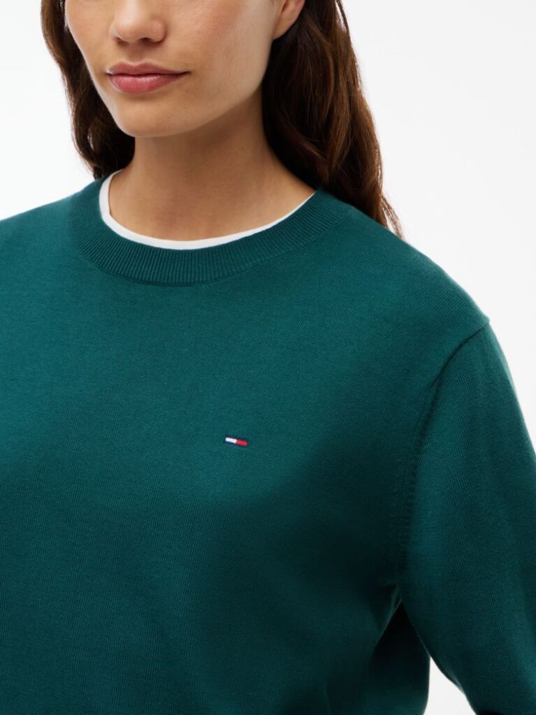 Green Boxy Crew Neck Jumper  Women