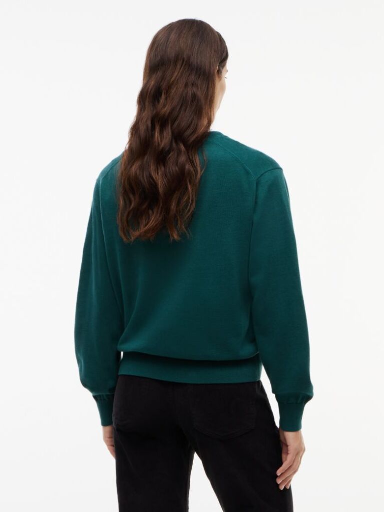 Green Boxy Crew Neck Jumper  Women