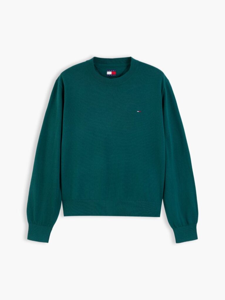 Green Boxy Crew Neck Jumper  Women