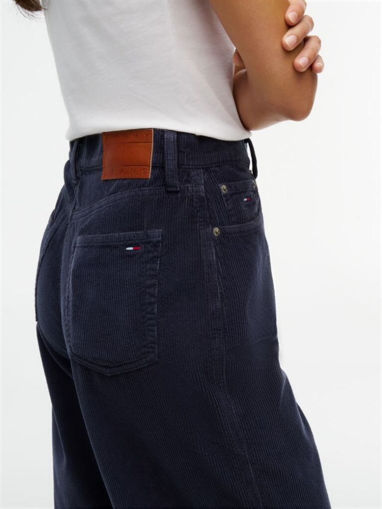 Blue Corduroy High Rise Straight Trousers  Women