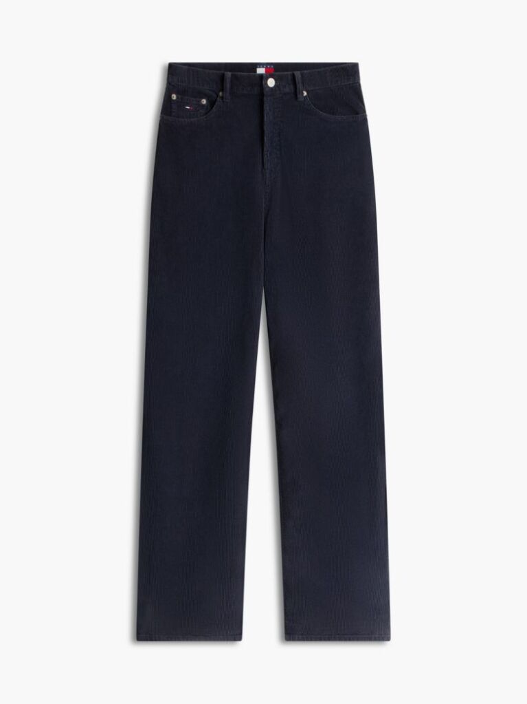 Blue Corduroy High Rise Straight Trousers  Women