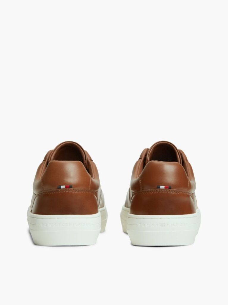 Brown New York Label Leather Cupsole Trainers  Men