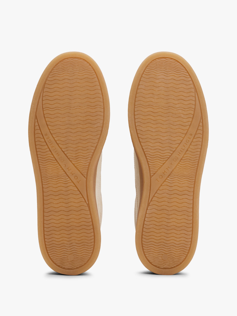 Beige Suede Embossed Court Trainers  Women