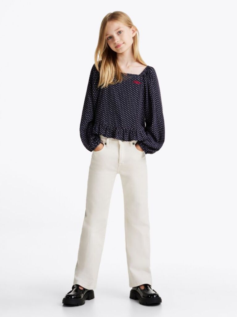 Blue Star Print Shirred Back Blouse  Girls