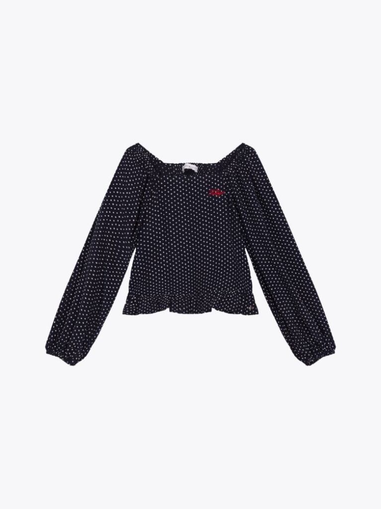 Blue Star Print Shirred Back Blouse  Girls