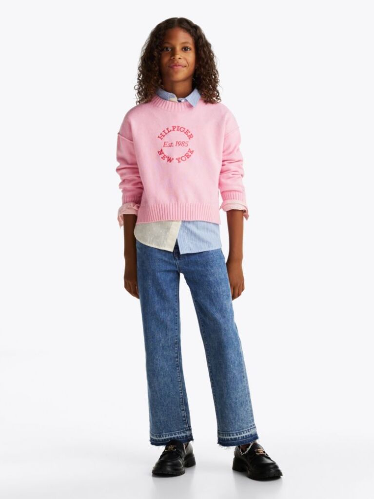 Pink Logo Crew Neck Jumper  Girls