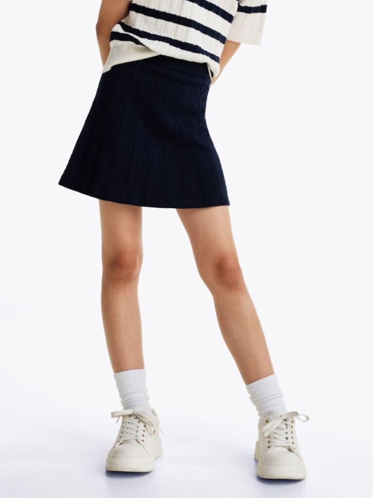 Blue Mini Cable Knit Skirt  Girls