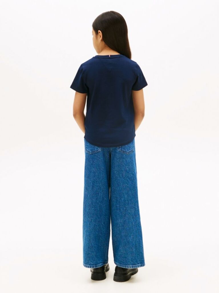 Blue Metallic Logo Slim T-Shirt  Girls