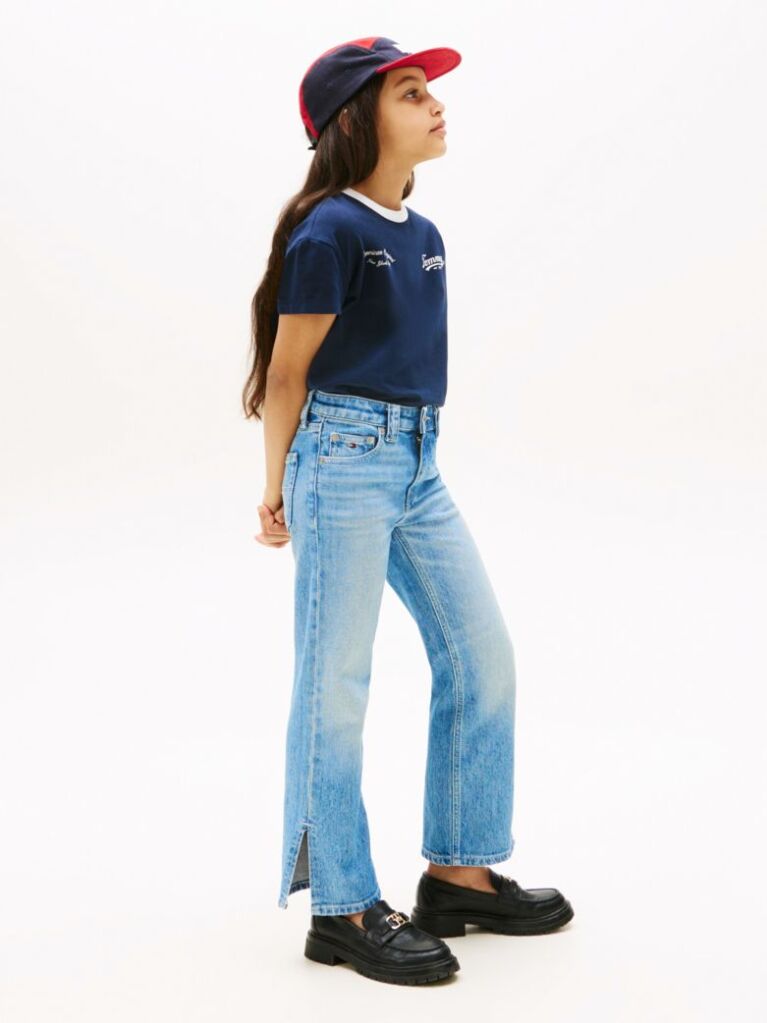 Blue Straight Leg Faded Girlfriend Jeans  Girls