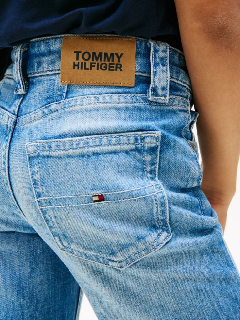 Blue Straight Leg Faded Girlfriend Jeans  Girls