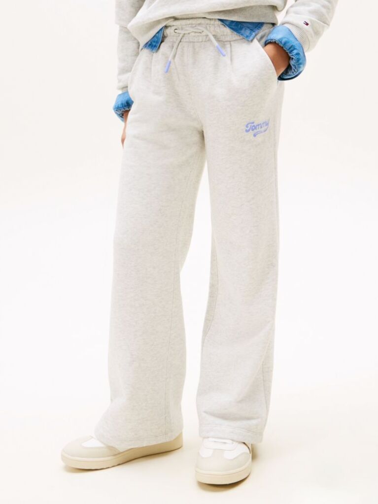 Grey Varsity Flock Logo Wide Leg Joggers  Girls