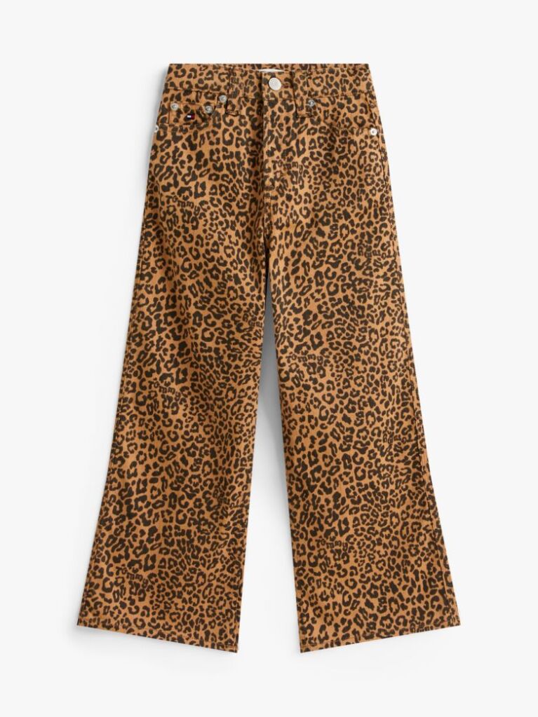 Multi Mabel Leopard Print High Rise Wide Leg Jeans  Girls