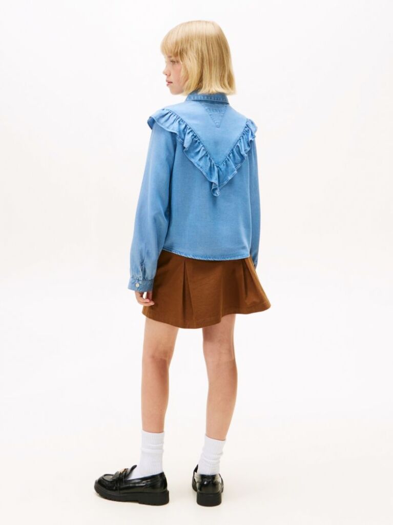 Denim Ruffle Relaxed Fit Blouse  Girls