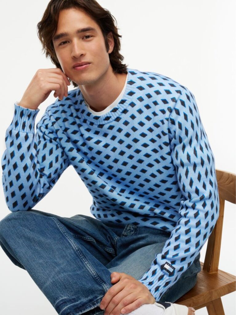 Blue Tommy Hilfiger x FRGMT Diamond Check Jumper  Men