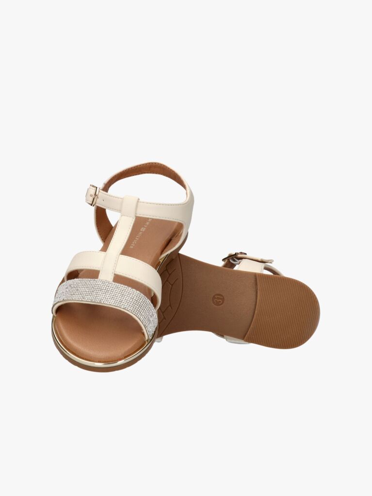 White Glitter Flat Sandals  Girls