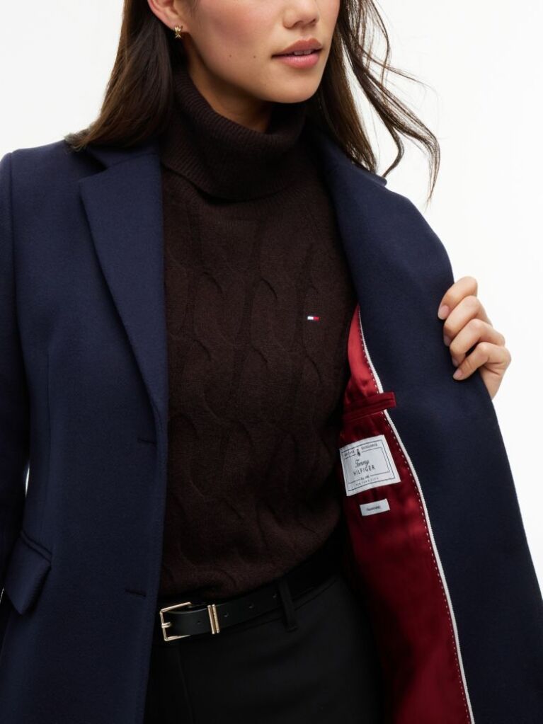 Blue Manteco Wool Blend Slim Single Breasted Coat  Women