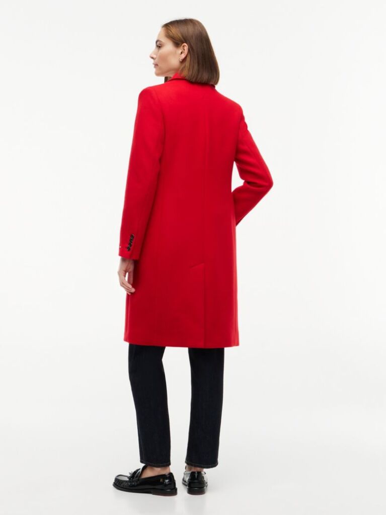 Red Manteco Wool Blend Slim Single Breasted Coat  Women