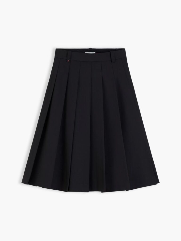 Black Metal Flag Pleated Skirt  Women