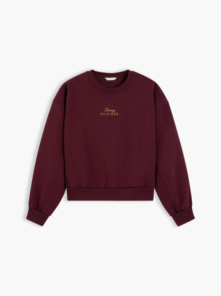 Red Logo Embroidery Relaxed Fleece Jumper  Women