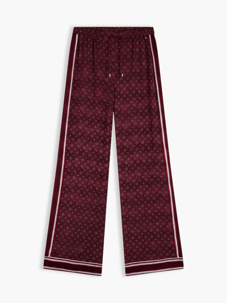 Red Jacquard Scarf Print Relaxed Straight Trousers  Women