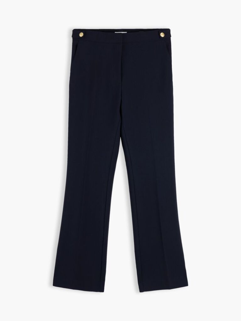 Blue Gold-Tone Button Slim Bootcut Trousers  Women