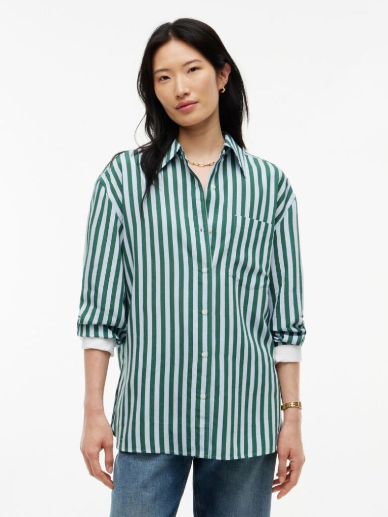 Multi Relaxed Fit Stripe Double Cuff Shirt  Women