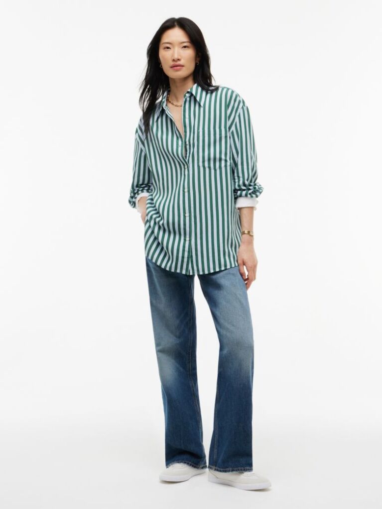 Multi Relaxed Fit Stripe Double Cuff Shirt  Women