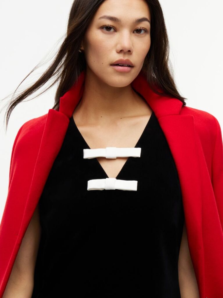 Black Festive Velvet Bow Sleeveless Mini Dress  Women