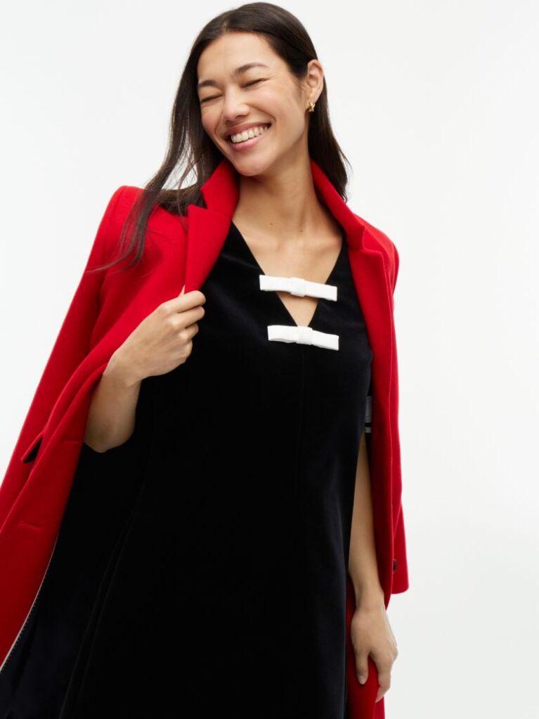 Black Festive Velvet Bow Sleeveless Mini Dress  Women