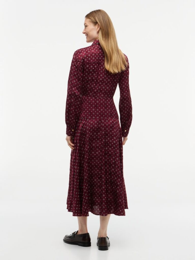 Red Jacquard Midi Shirt Dress  Women