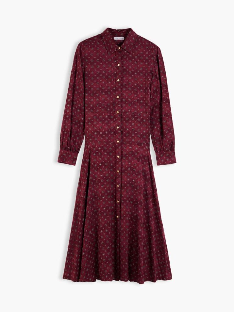 Red Jacquard Midi Shirt Dress  Women