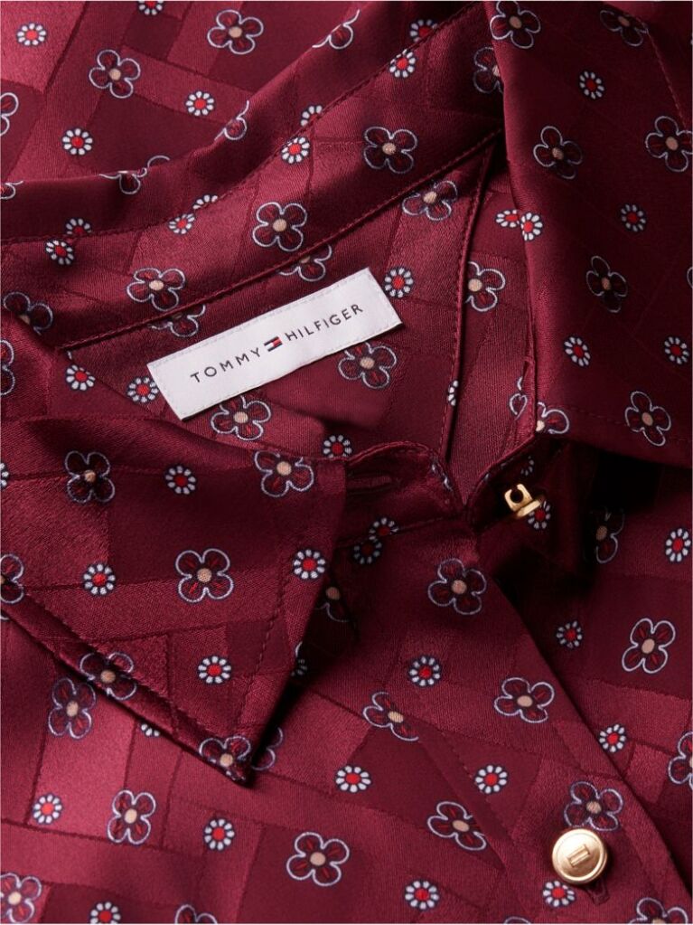 Red Jacquard Midi Shirt Dress  Women