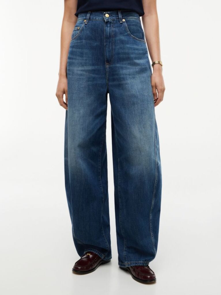 Blue High Rise Loose Balloon Jeans  Women